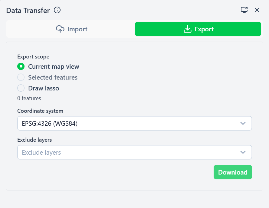 Data Transfer Export Tab
